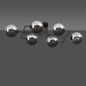 Lampadario da soffitto BRENDI 6 in acciaio e vetro 6xE14 Colore del corpo Grafite