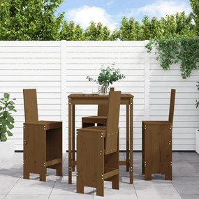 Set bar da giardino 5 pz miele in legno massello di pino