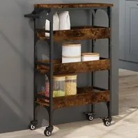 Carrello da Cucina Rovere Fumo 53x20x76 cm in Legno Multistratocod mxl 115180