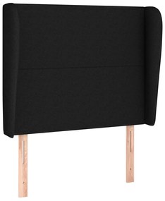 Testiera ad orecchio nera 93x23x118/128 cm in tessuto
