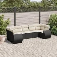 Set Divani da Giardino con Cuscini 7pz Nero Polyrattan 3221785