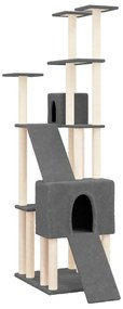 Albero per gatti con tiragraffi in sisal grigio scuro 190 cm