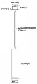 Lampada a Sospensione GU10 per Binario Monofase - Bianca 1,5 metri Faro a binario  GU10