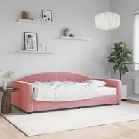 Divano Letto con Materasso Rosa 100x200 cm in Velluto 3197287