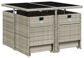 Set pranzo da giardino 9pz con cuscini grigio chiaro polyrattan