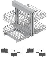 Emuca Unit d'angolo articolata Suprastar per mobile da cucina, Cromato brillo, Acciaio