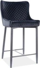 Sgabello da bar Colin imbottito B H-2 in nero - H88 cm