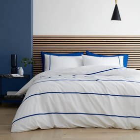 Biancheria da letto singola in cotone blu e bianco 135x200 cm Herringbone Trim Stripe - Content by Terence Conran