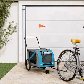 Rimorchio Da Bici Per Animali Blu E Grigio Oxford E Ferro /