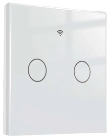 Interruttore Wifi Da Parete 86X86 Pannello Touch 2 Tasti Colore Bianco WiFi + RF 433 Compatibile con Amazon Alexa e Google Home