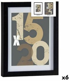 Cornice Portafoto 20,5 x 2,5 x 26,5 cm Nero Vetro Legno MDF (6 Unità)