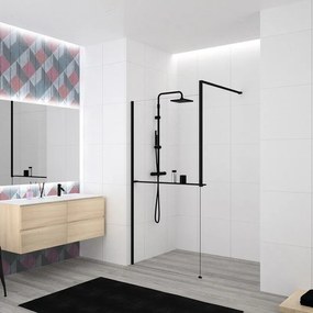 Box doccia walk-in Elidesign, vetro 8 mm, H 200 cm, profilo nero