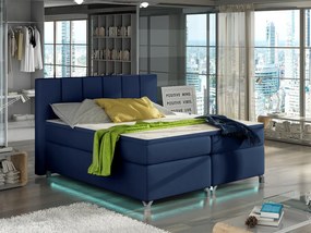 Letto matrimoniale boxspring Malindi - 160 x 200 cm , Ecopelle blu