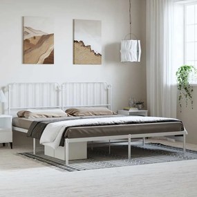 Giroletto Con Testiera Metallo Bianco 193x203 Cm /