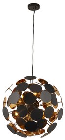 Lampadario Contemporaneo Disco Acciaio Nero Policarbonato Oro 6 Luci E14