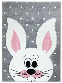 Tappeto da gioco per bambini grigio coniglietto sorridente