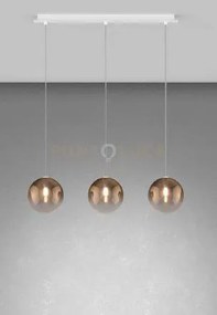 Sospensione bianco 3 luci rettangolare vetri bronzo 1184bi-s3 r-br
