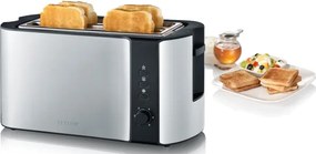 Severin AT 2590 - Tostapane a 4 fette, 1400 W/230 V, acciaio inox/nero