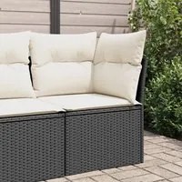 Divano Angolare da Giardino con Cuscini Nero in Polyrattan 365997