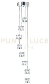 Ice cube 8lt multi-drop pendant - metallo cromato e vetro