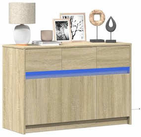 Mobile Porta Tv Con Led Rovere Sonoma 91x34x61 Cm İn Truciolato /