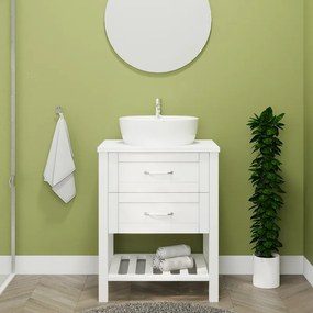 Mobile bagno a terra 60 cm stile classico bianco opaco | LAC-THALASSA-60 - KAMALU
