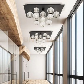 Diamante plafoniera quadrata, acrilico trasparente, cornice nero op...