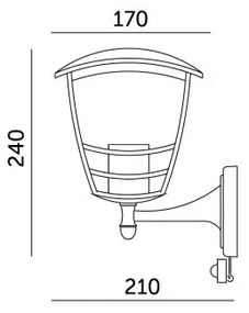 Applique da esterno con sensore TEVIO 1xE27/60W/230V IP54 nero