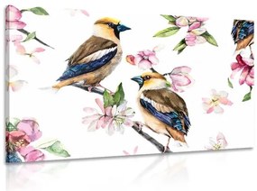Stampa su tela – Uccellini sul ramo dell'albero