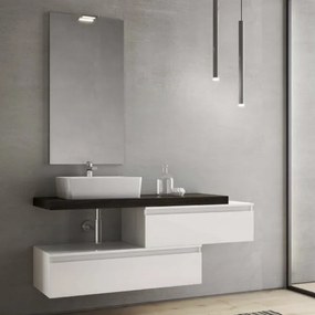 Mobile da Bagno sospeso 120 top lavabo rettangolare 2 moduli bianchi Olmo Caffe NINFA