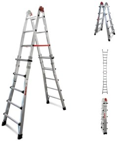 Scala telescopica FARAONE Teles in alluminio 5 + 5 gradini portata massima 150 kg EN 131 per lavori fino a 3.88 m