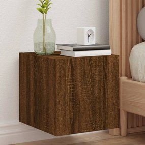 Mobile Tv A Parete Con Luci Led Rovere Marrone 30,5x35x30 Cm /