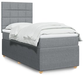 Giroletto A Molle Con Materasso Grigio Chiaro 80x200 Cm Tessuto /