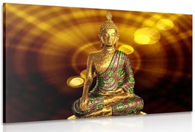 Stampa su tela – Statua di Buddha con sfondo astratto
