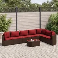 Set Divani da Giardino 8 pz con Cuscini Marrone in Polyrattan 3308389