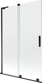 Mexen Velar L paratia per vasca da bagno a 2 ante scorrevoli 120 x 150 cm, trasparente, nero - 896-120-003-01-70