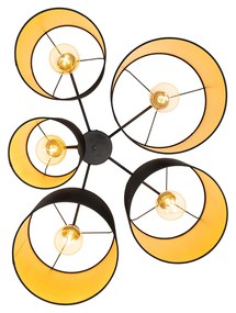 Plafoniera nera con interno dorato 5 luci - Multidrum