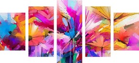 Quadri 5 pezzi – Fiori colorati astratti