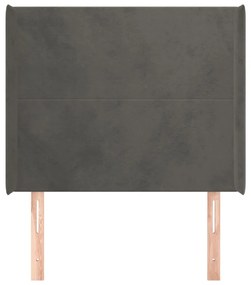 Testiera ad orecchio grigio scuro 83x16x118/128 cm in velluto