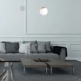 Lampadario a sospensione con filo SFERA WOOD 1xE14/40W/230V bianco