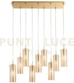 Lampadario a sospensione magic oro e ambra 9 luci attacco e27 90x30...