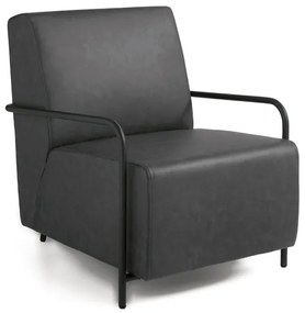 Poltrona in ecopelle con struttura in metallo OLIVIA Antracite
