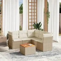 Set Divano da Giardino 6 pz con Cuscini Beige in Polyrattan 3255967