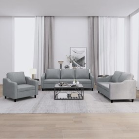 Set Di Divani 3 Pz Con Cuscini Grigio Chiaro İn Tessuto /