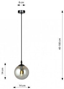 Lampada a sospensione COSMO 1 BL in acciaio e vetro E14 Colore del corpo Grafite