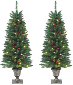 Alberi Di Natale Artificiali 2 Pz Con 100 Led Verde 120 Cm /