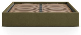 Letto matrimoniale imbottito verde con contenitore/senza testiera con rete inclusa 180x200 cm Susan – Micadoni
