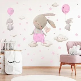 Coniglietti in rosa - adesivi ad acquerello | Inspio
