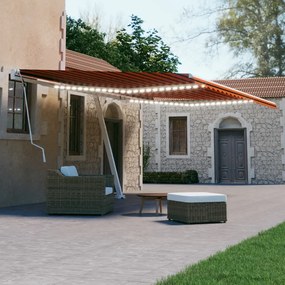 Tenda Da Sole Retrattile Manuale Led 600x300 Cm Arancio Marrone /
