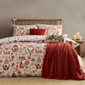 Set copripiumino e federa arancione e marrone per letto matrimoniale e per letto esteso 230x220 cm Woodland Gonks – Catherine Lansfield